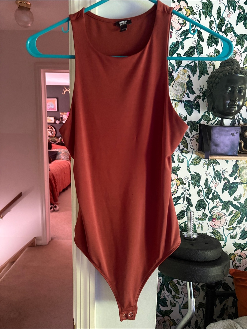 Express Sleeveless Bodysuit in Rust